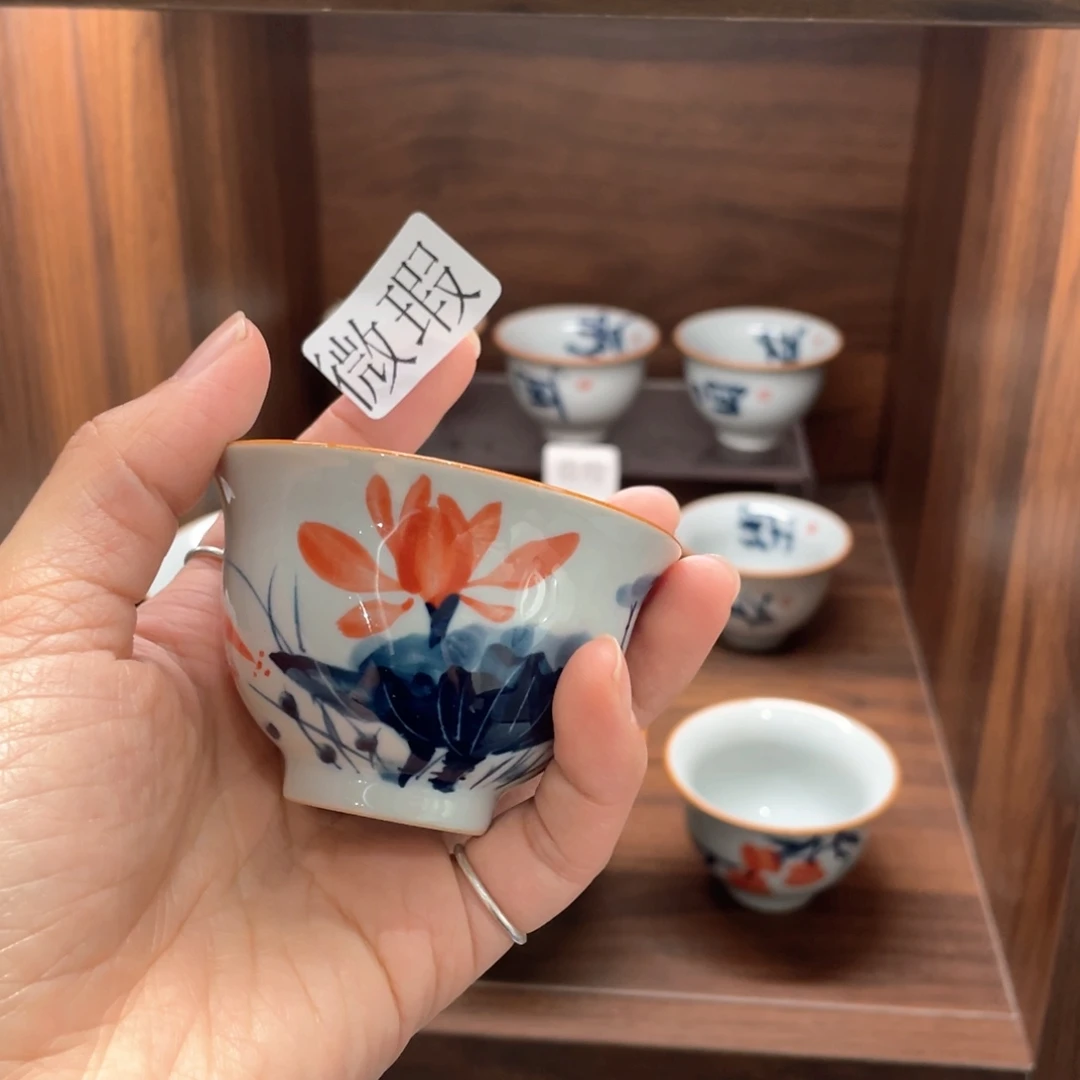 釉下手绘茶具微瑕