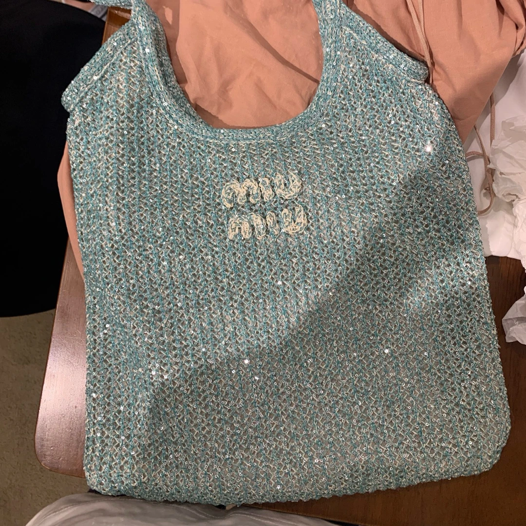 99新 MIU MIU/缪缪 编织亮片ivy hobo托特包