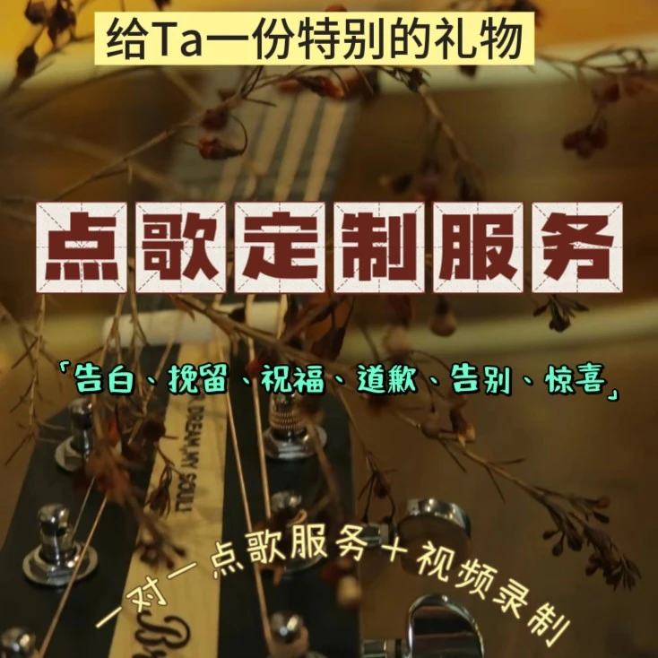 点歌定制服务吉他弹唱表白挽留告别道歉祝福惊喜生日全程录制视频