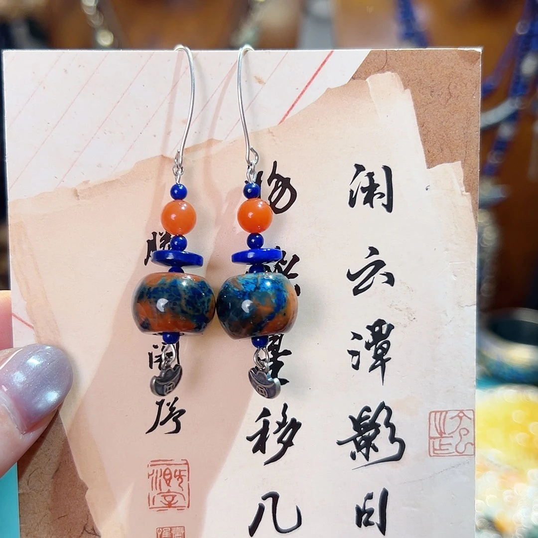 玛瑙未镶嵌挂件耳环