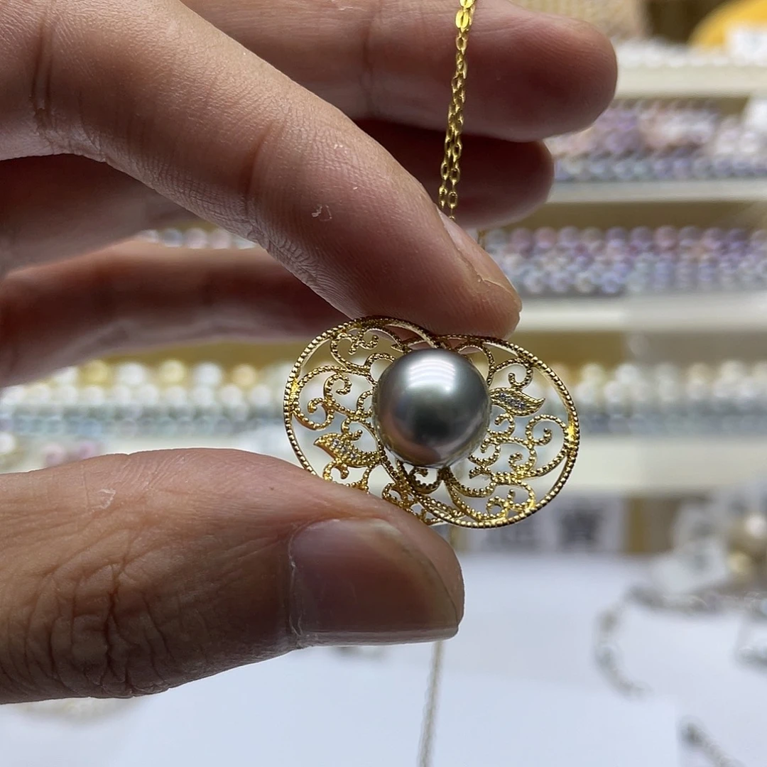 海水珍珠银S925镶嵌颈饰