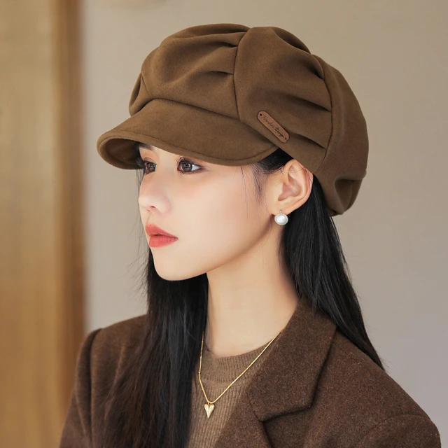 帽子女2025新款春秋季时尚美拉德风大头围显脸小云朵八角帽贝雷帽