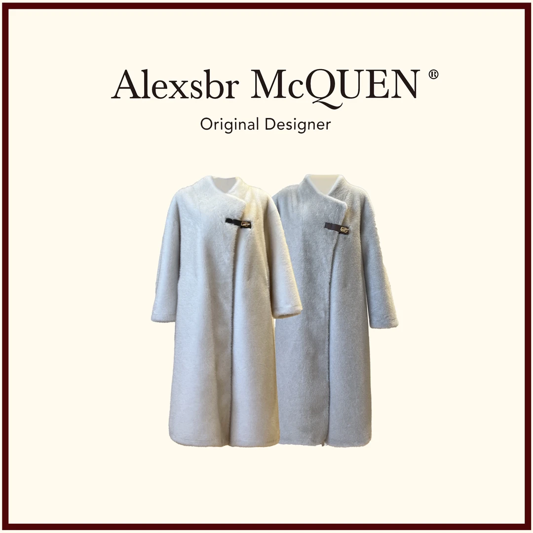 YDD•「柏林初雪」简约斜襟设计毛尖过渡质感毛毛长款外套