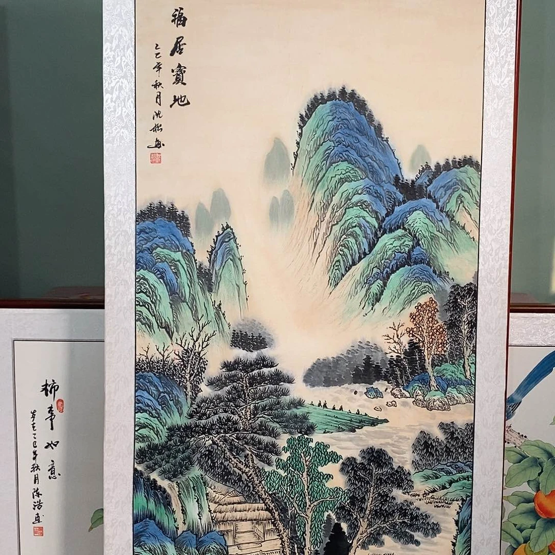 国画带框尺寸82✖️162厘米手绘包邮