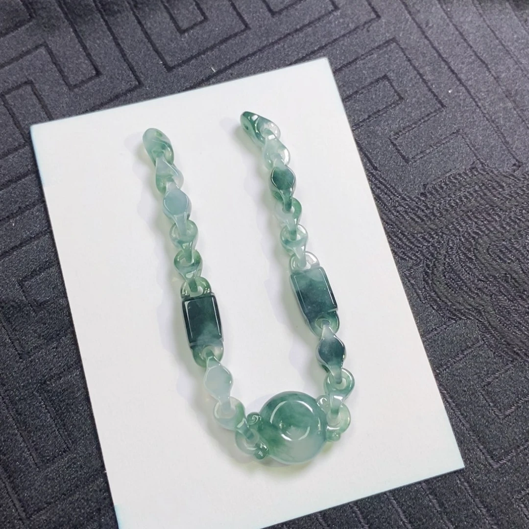 翡翠裸石老坑料飘花拉环