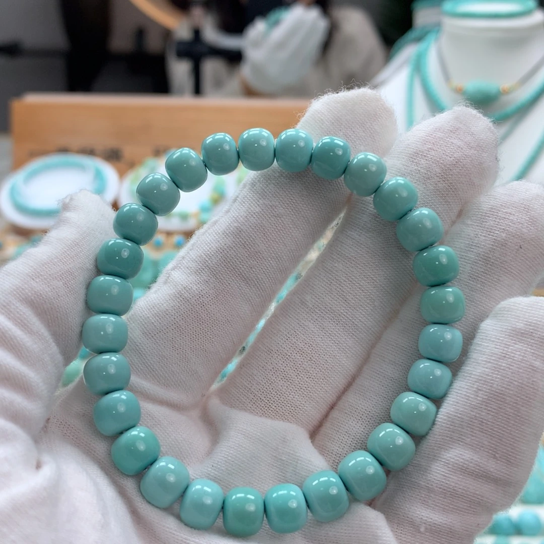 绿松石未镶嵌绿松石老型手串