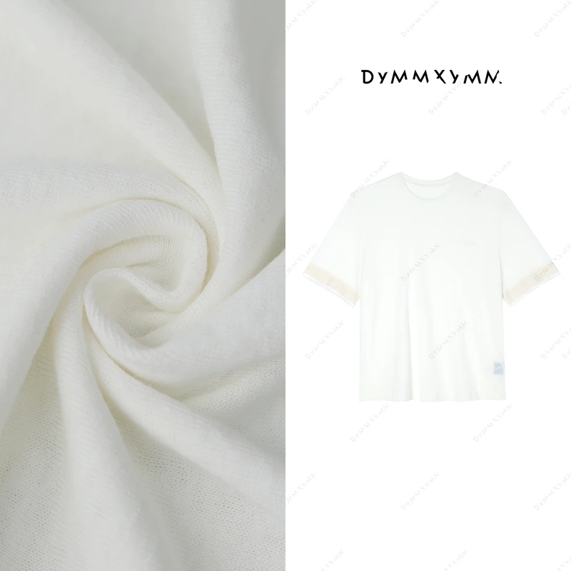 【DYMMXYMM】-设计师气质小众高级感钉珠刺绣工艺拼色T恤-W6106