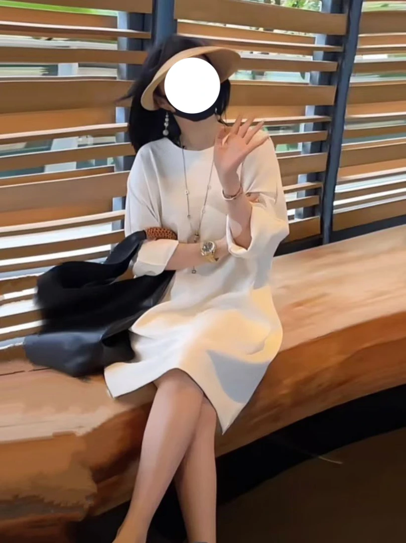 时尚百搭长袖卫衣圆领宽松遮肉显瘦连衣裙秋季简约大方气质穿搭潮