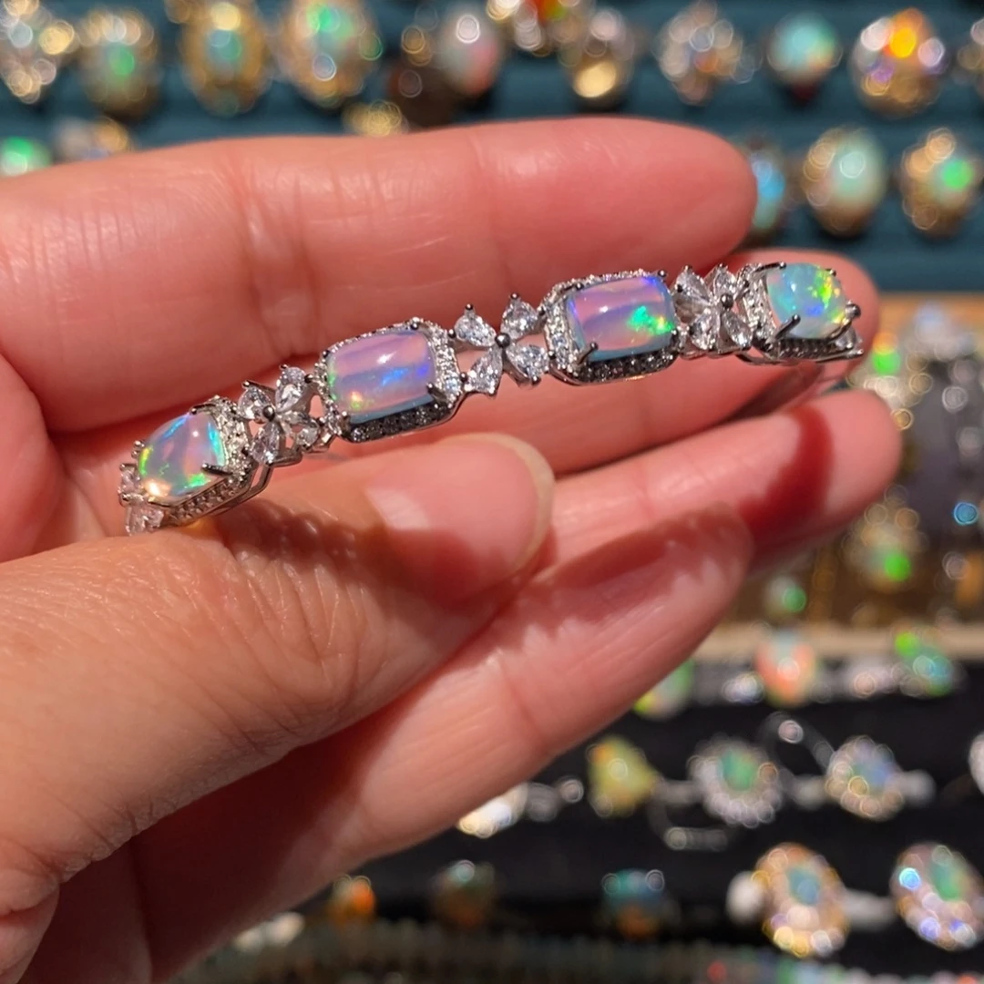 欧泊银S925镶嵌手镯