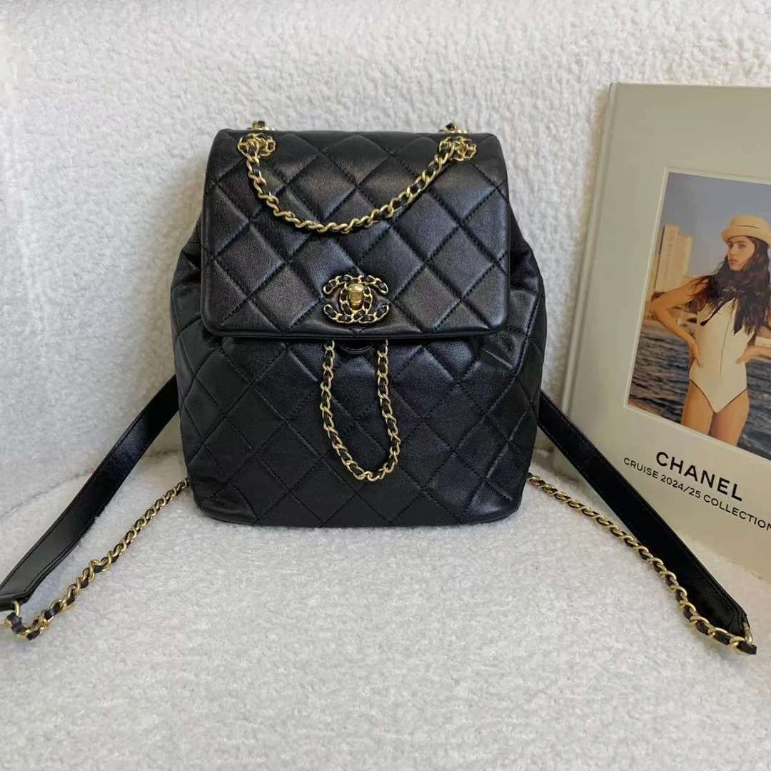 99新 Chanel/香奈儿 壹臻/24P黑金19bag双肩包/30842511