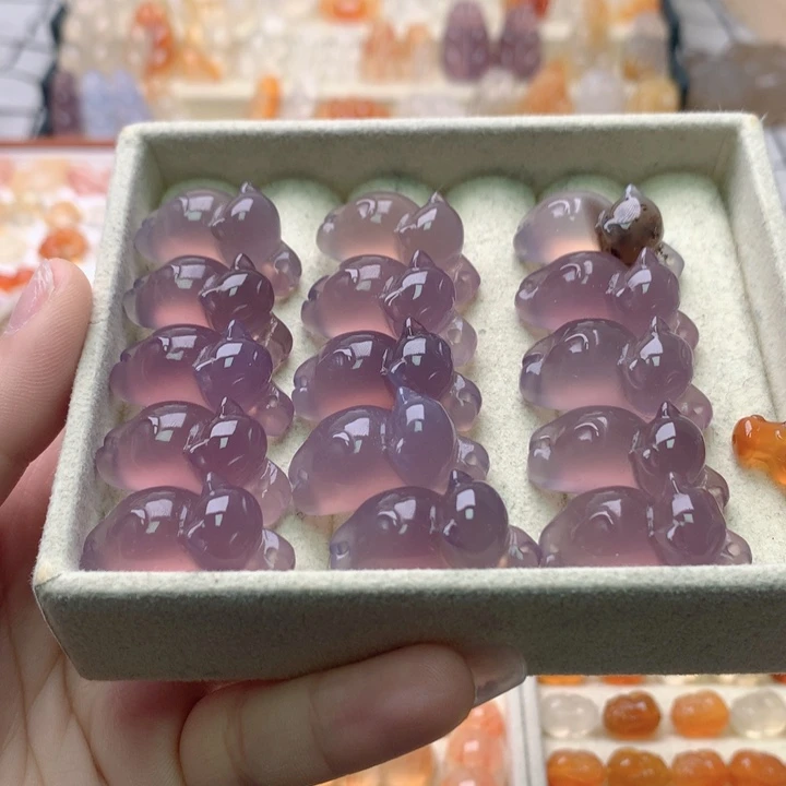 玛瑙/玉髓未镶嵌玛瑙紫趴趴猫