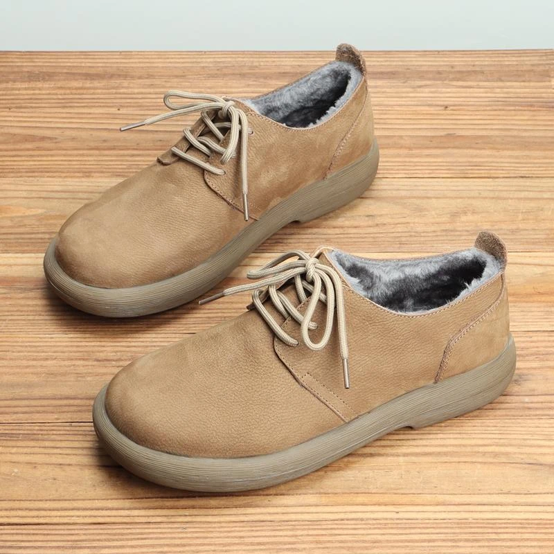 档冬季宽头复古休闲皮鞋男真皮加绒保暖防滑潮流百搭软底二棉男鞋