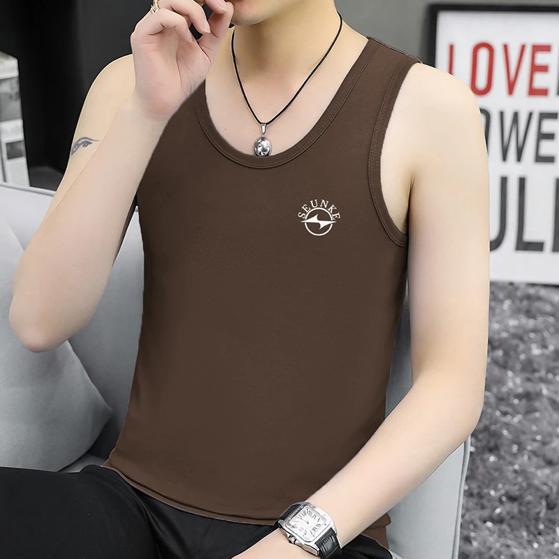 纯棉背心男潮夏季跨栏健身运动篮球印花坎肩宽肩吊带全棉无袖t恤