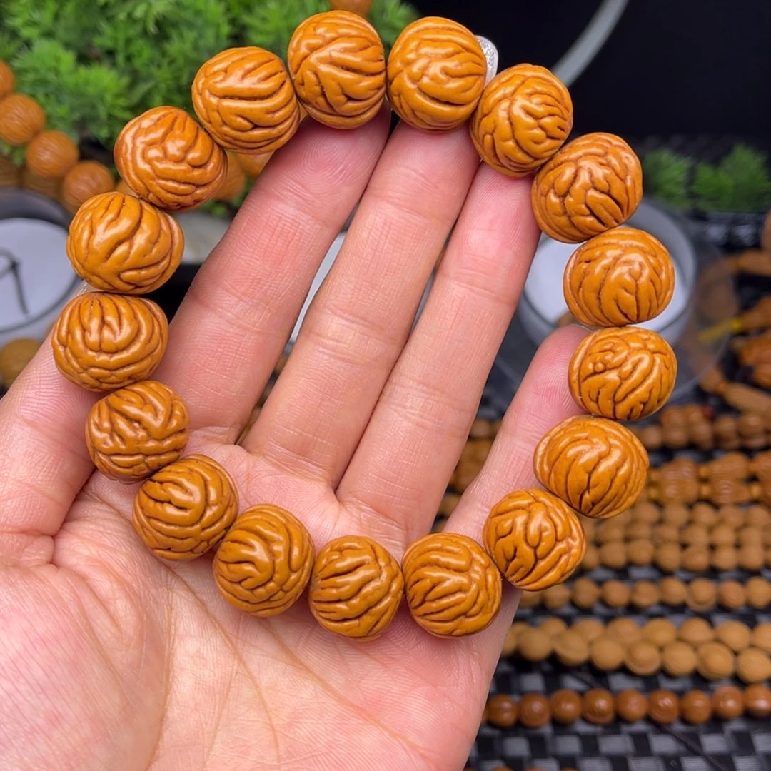 文玩核桃吊坠柳叶纹单圈