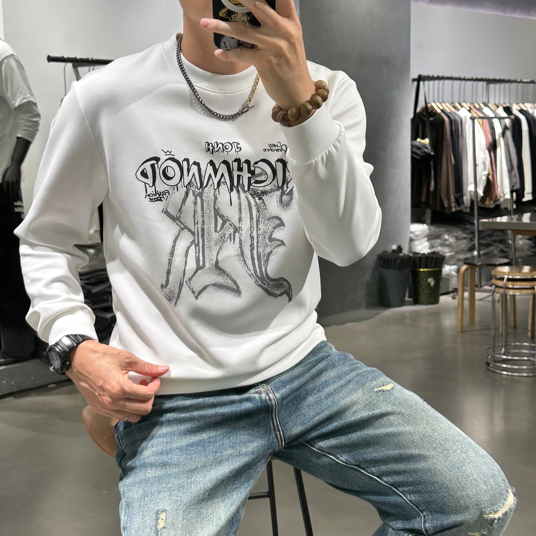 秋冬新款个性潮牌字母印花卫衣男圆领潮流宽松轻奢时尚百搭上衣潮