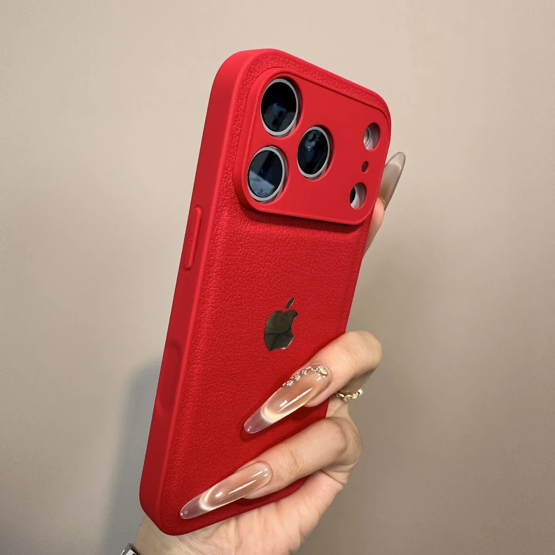 高级感荔枝皮纹适用于苹果17promax手机壳16pro防摔耐脏14纯色15