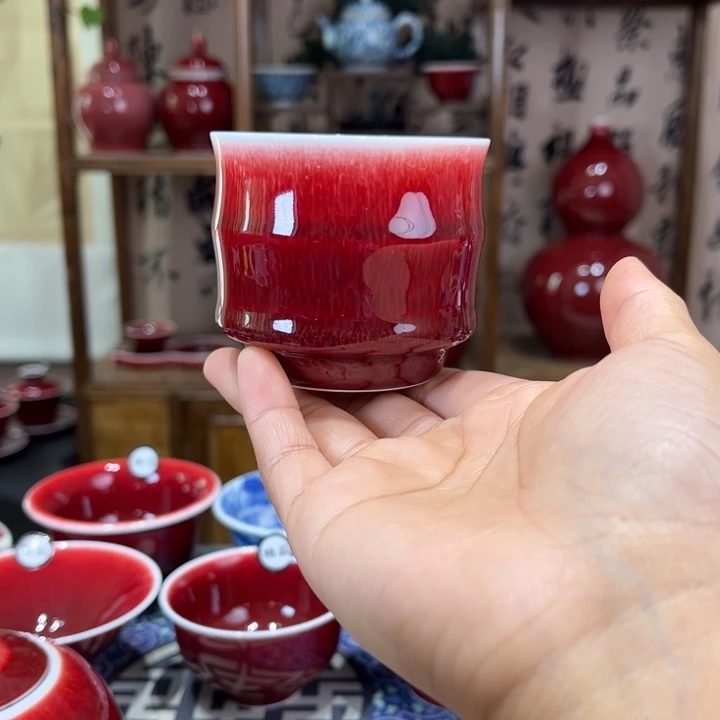 景德镇陶瓷浅行窑竹节杯