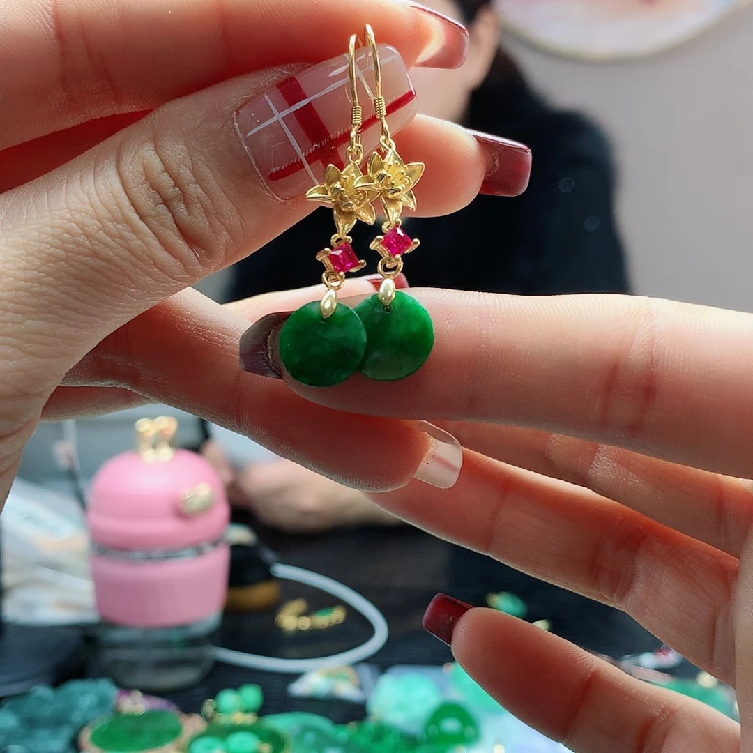 【闪购商品】翡翠耳饰银S925镶嵌，