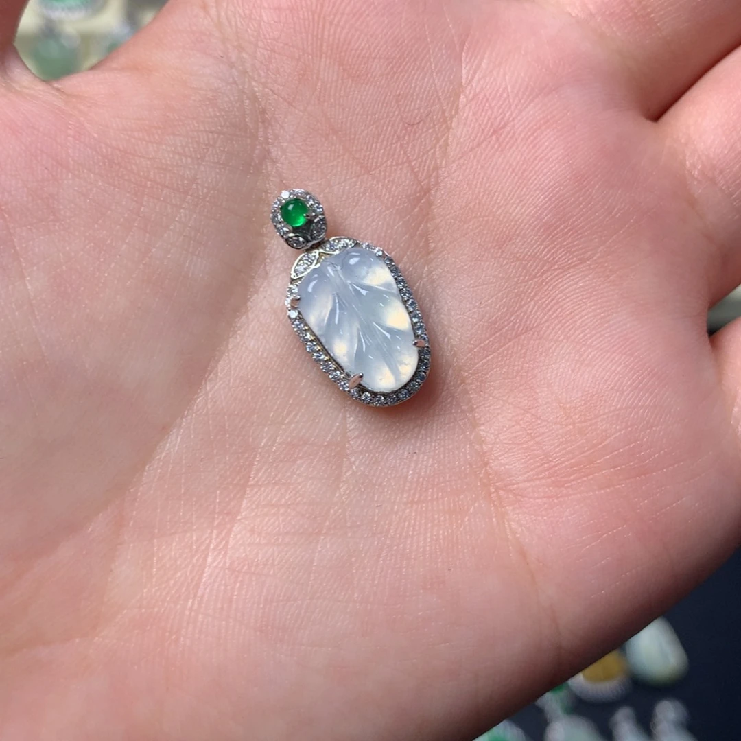 翡翠银S925镶嵌挂件