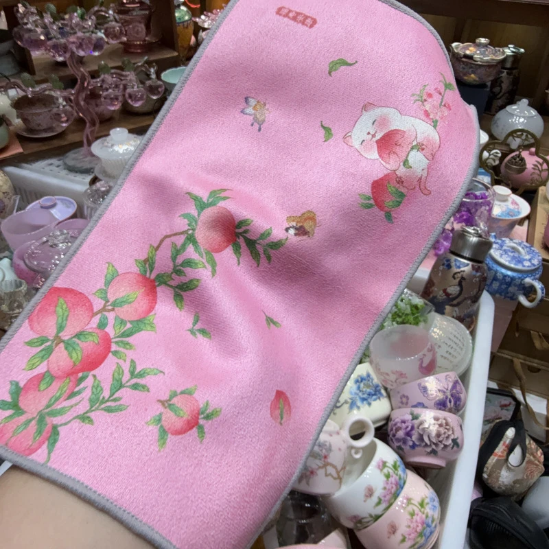 粉色猫咪九桃茶道茶巾