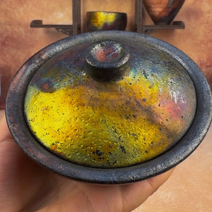 荥经黑砂炸福利窑彩盖碗34