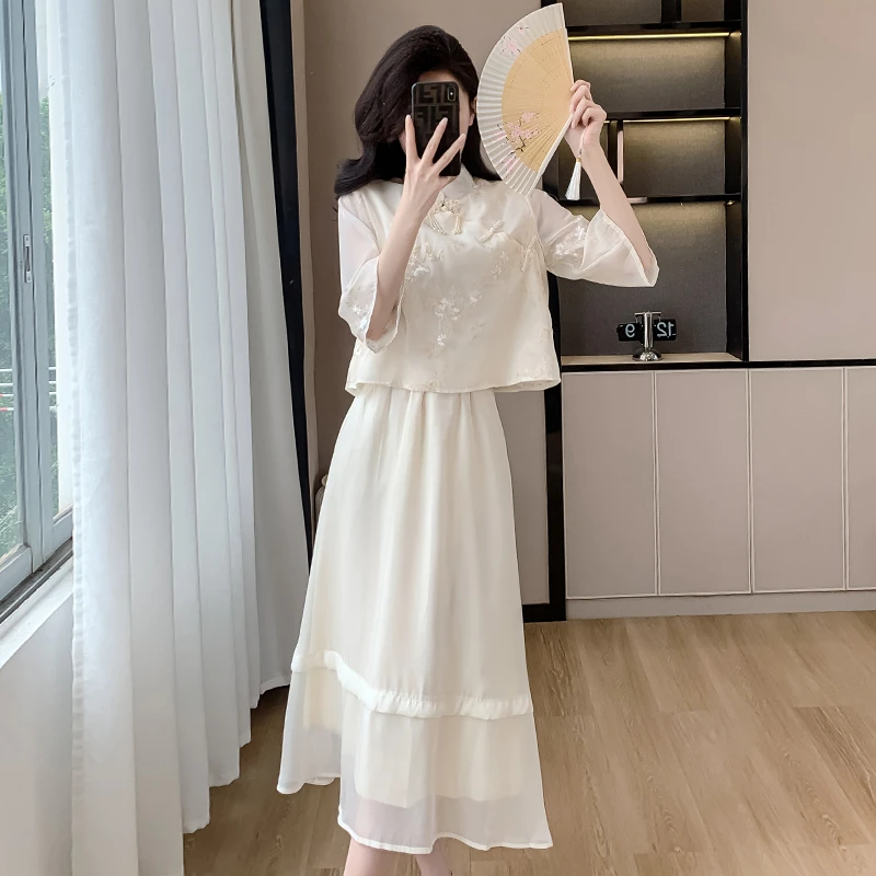 星屿新中式国风汉元素套装连衣裙女装夏2025新款改良旗袍汉服裙子