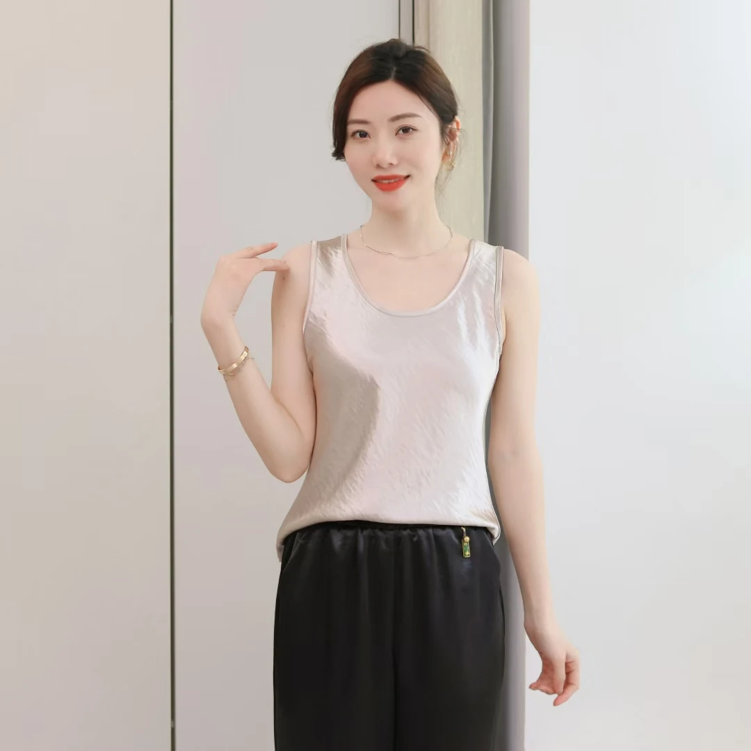 高货定制鎏金醋酸气质百搭款背心内搭大码女