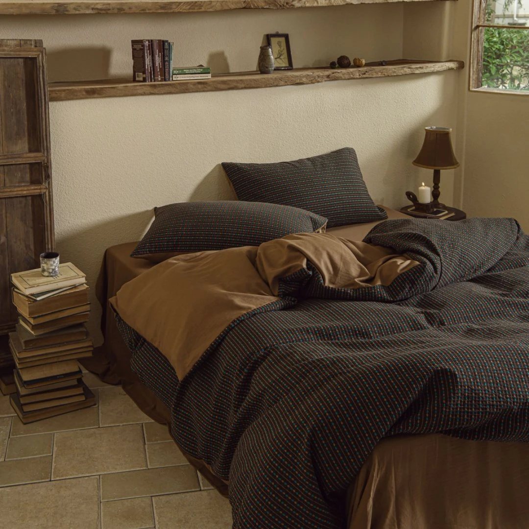 【坠入星河】四件套 MCM中古棕栗色 全棉60支 彩纱浮雕色织提花套件