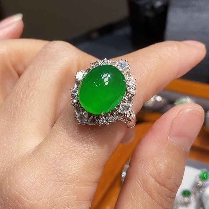 18K金镶嵌戒指翡翠库*南分链接，分单付款