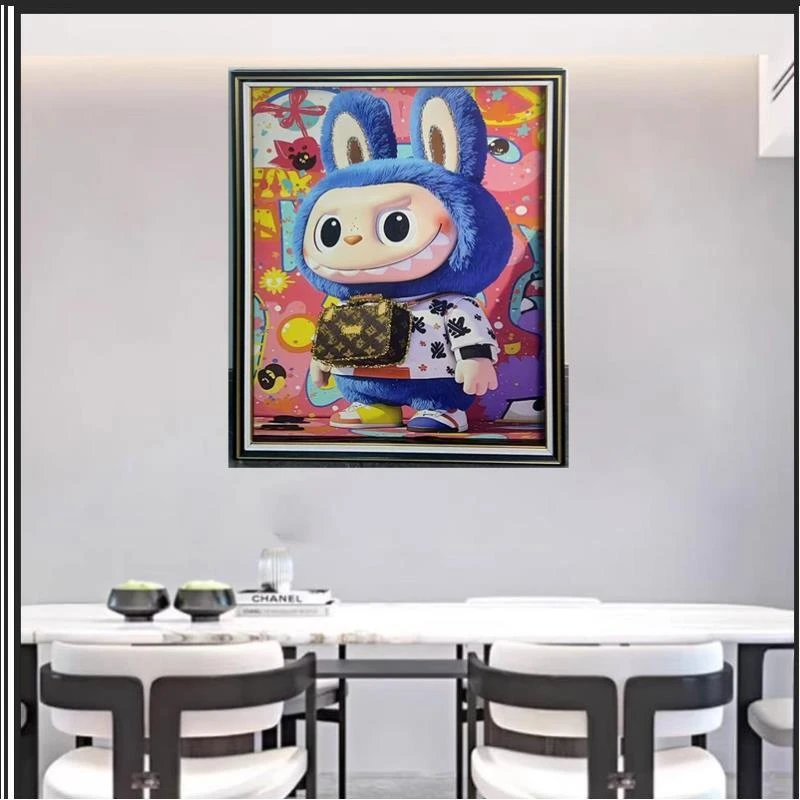 Q293Labubu家族入户玄关餐厅装饰画走廊过道挂画卧室床头画