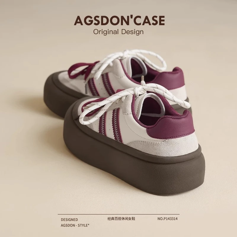 奥古狮登厚底德训鞋女2025春季新款爆款百搭休闲女鞋运动阿甘板鞋