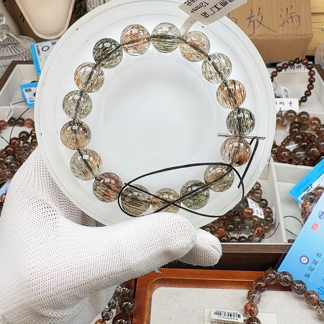木***户未镶嵌水晶手链天然水晶黑金超七发晶手链手串直播间链接