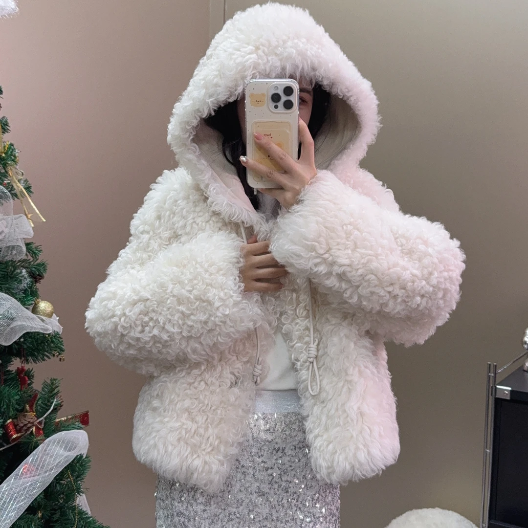 【YIDAN】亦丹「小白熊」休闲时尚可爱洋气百搭皮毛一体皮草202331