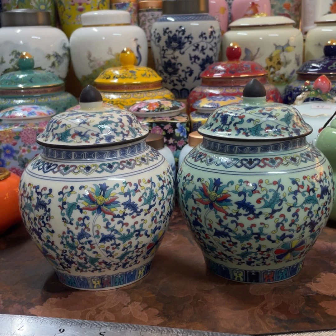 摆件瓷片茶叶罐密封罐