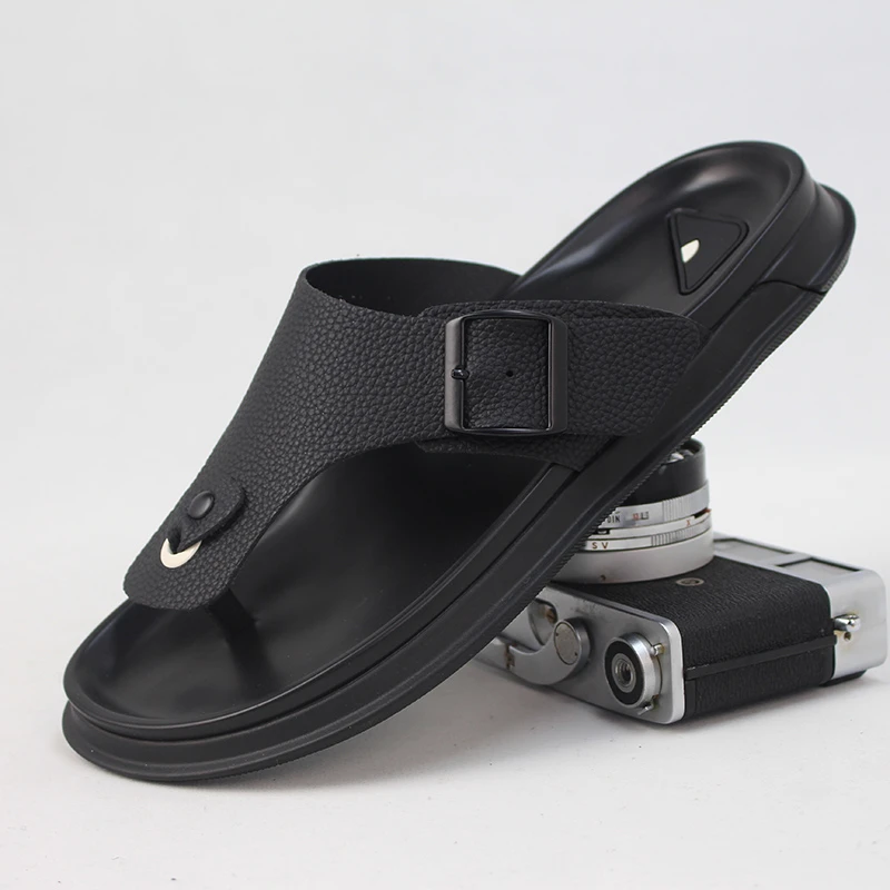 无品牌男女款EVA时尚人字夹趾沙滩拖鞋新沙滩人字拖真皮软底拖鞋