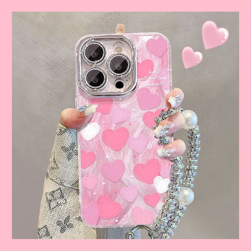 油画爱心适用苹果15华为oppo/vivo小米iPhone精孔羽纱纹手机壳