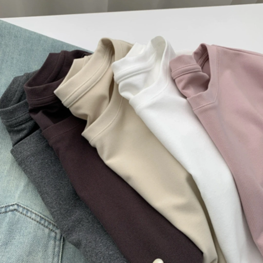 -ARRLMORRE品牌【甜风】精品赛罗棉纯色正肩简约基础短袖