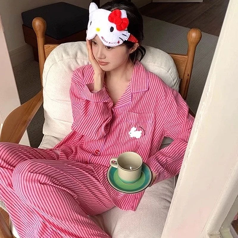 睡衣女士春秋款云朵棉长袖新款兔兔莓开衫高级感可外穿家居服套装