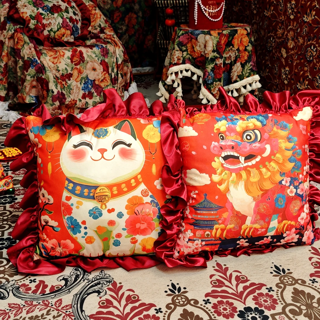 欧式复古华丽动物水晶绒抱枕卧室客厅沙发靠垫装饰汽车腰枕靠枕