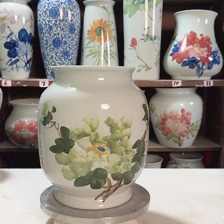 瓶冬瓜绿绿绿牡丹新款新款陶瓷