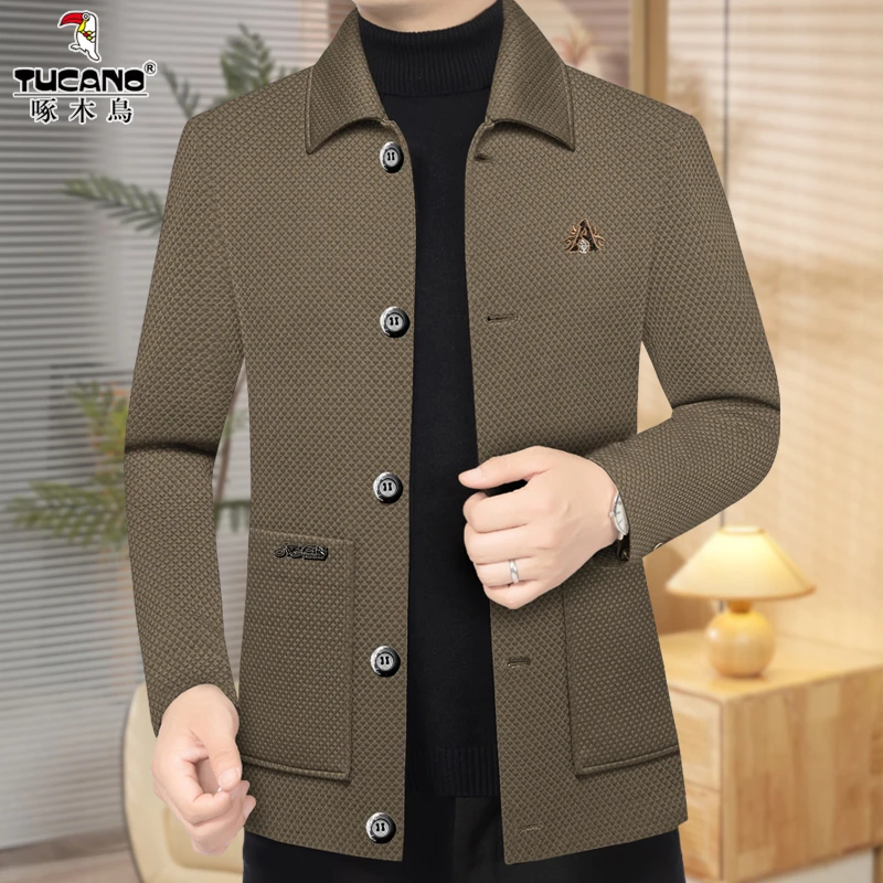 啄木鸟【高定五粒扣】2025春秋季新品休闲上衣夹克男士高档商务外套