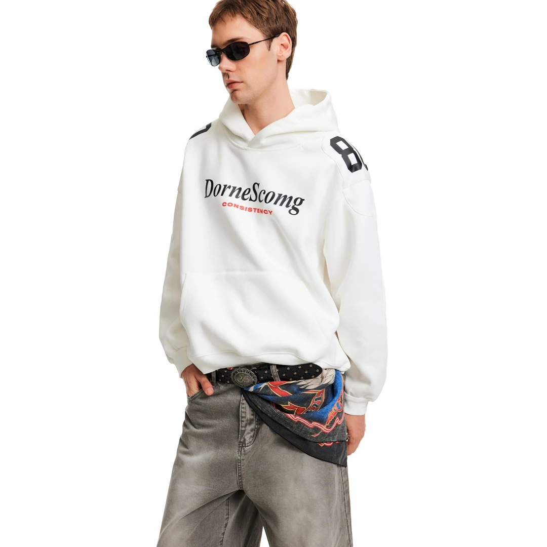 MADWITCH秋冬美式解构字母印花连帽卫衣男女宽松休闲套头上衣情侣