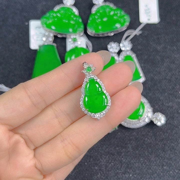 翡翠银S925镶嵌吊坠(不含链)