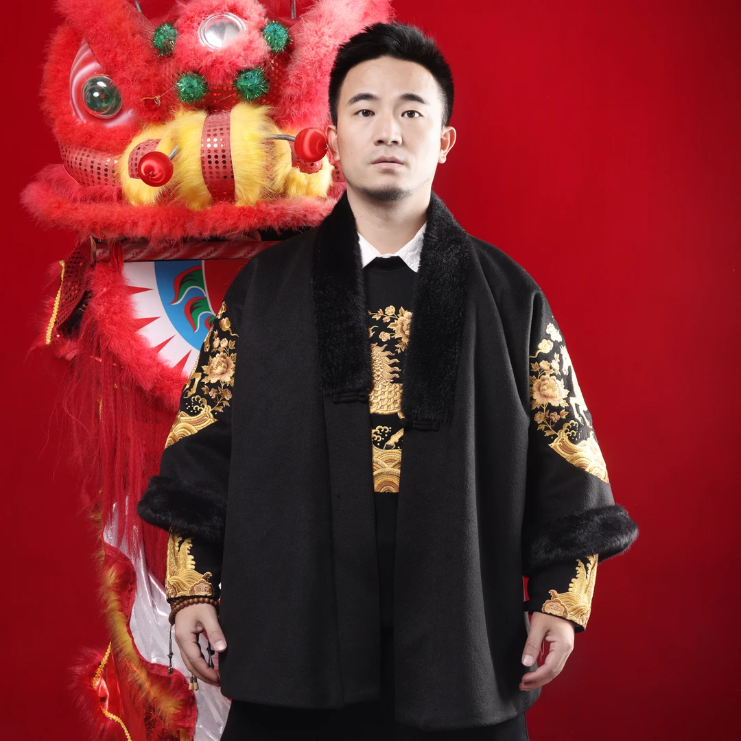 【古阿新国潮】原创国风刺绣金马报岁情侣国潮百搭秋冬汉服外套