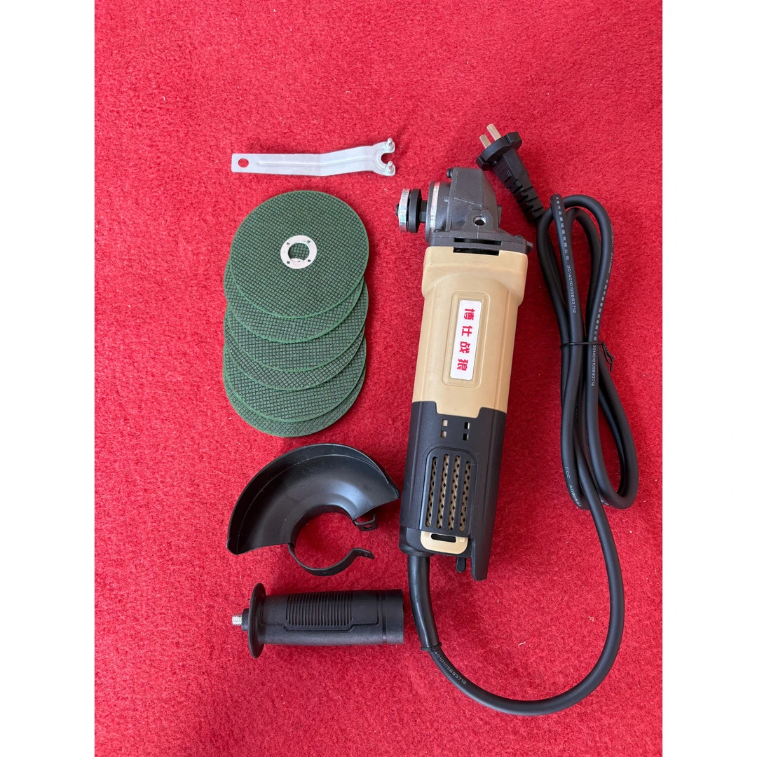 【赠送6片切割片】博仕战狼插线双拼角磨机灰色抛光打磨除锈