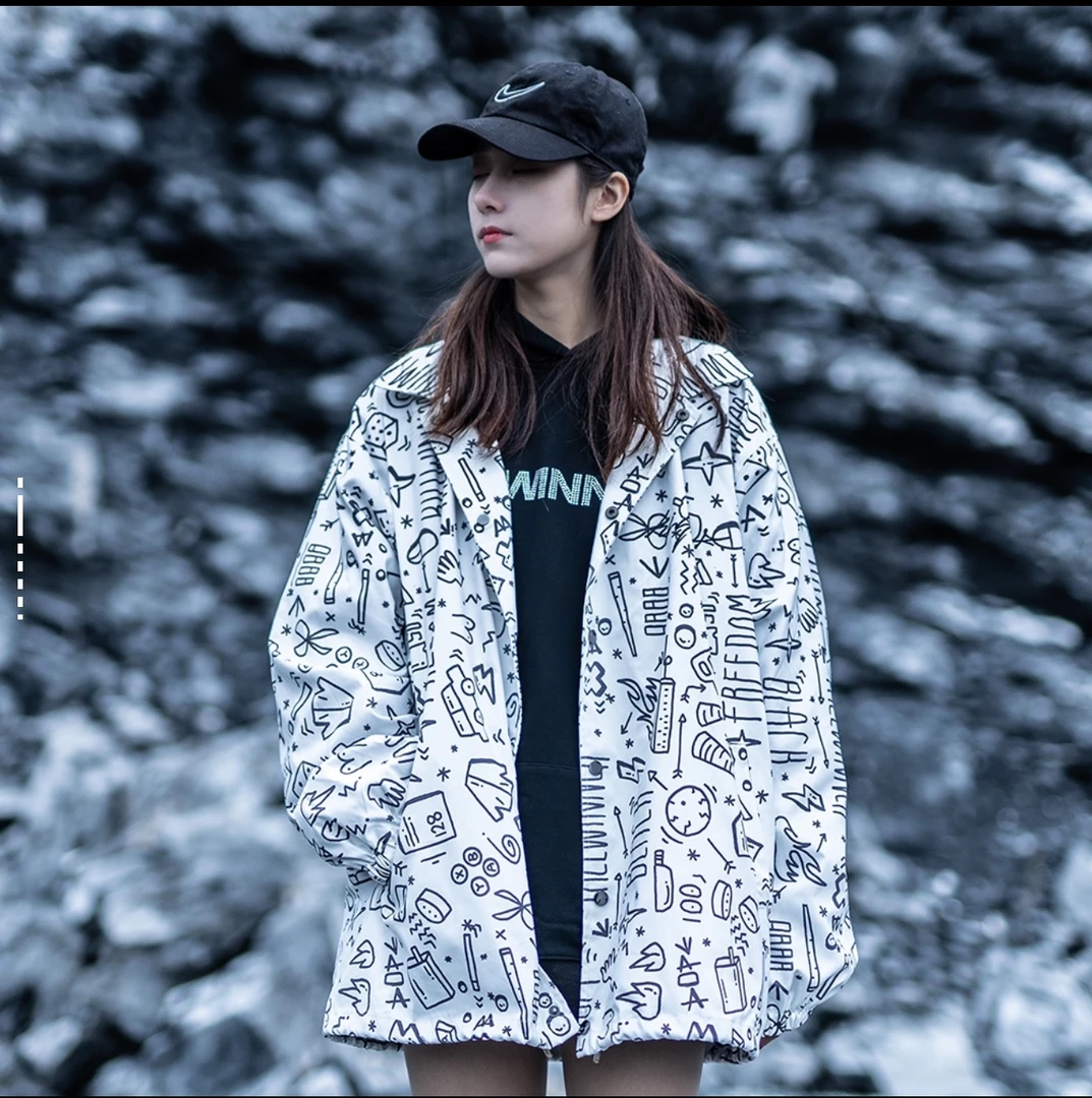 A05(ST)-31610-KIL春秋款时尚卡通满印印花宽松百搭休闲夹克