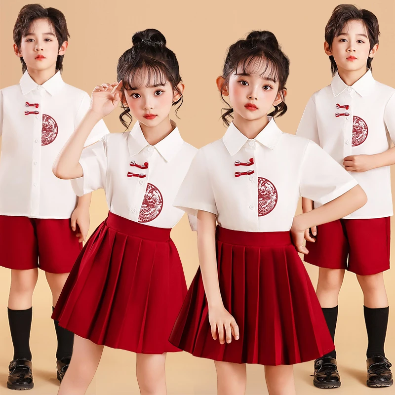 儿童合唱朗诵服装中国风演出服幼儿园毕业照服装演讲比赛礼服班服