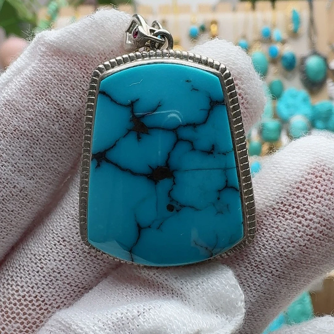 绿松石珠宝奇石银S925镶嵌