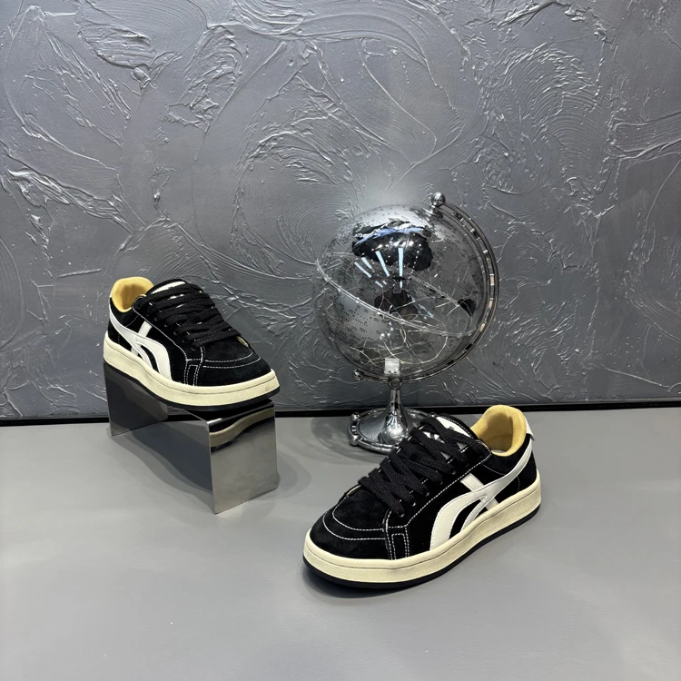 6615男士休闲板鞋运动系带秋季增高透气圆头低帮拼色潮流小众男鞋