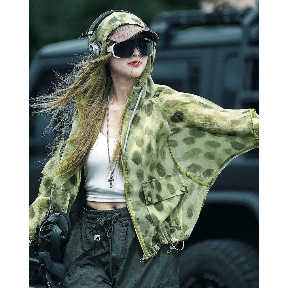 DIDORSSBO夏季女款时尚潮流设计师款宽松均码防晒透气连帽外套266